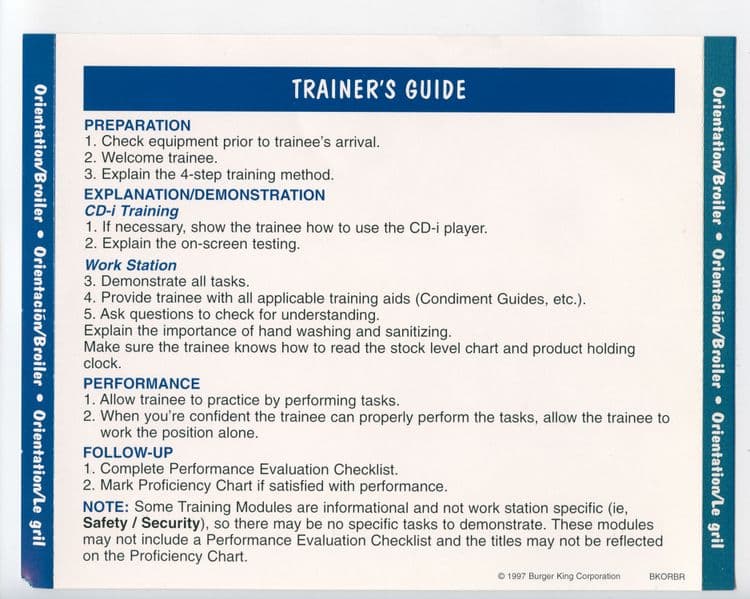 Burger King Orientation CD-i Training